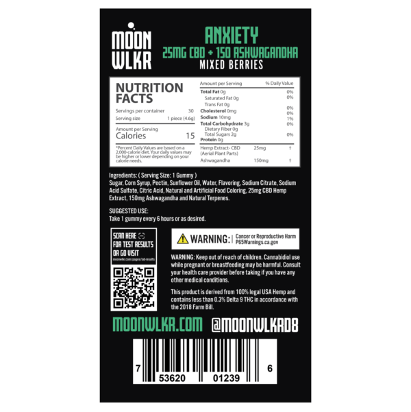 Moonwlkr CBD & Ashwagandha Anxiety Relief Gummies - Mixed Berry 30ct - Image 2