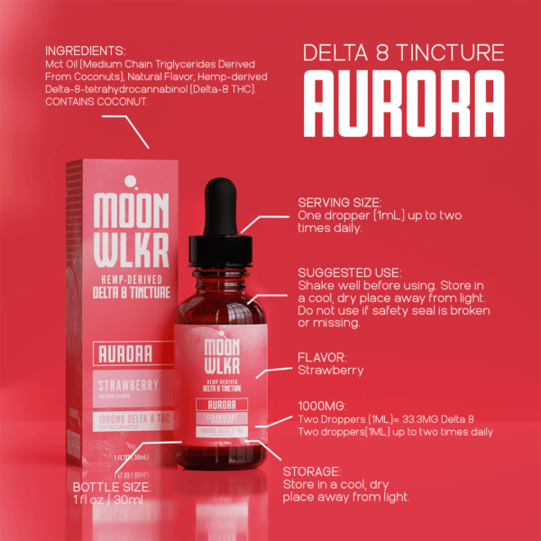 Moonwlkr Delta 8 Tincture 1,000mg - Strawberry - Image 2