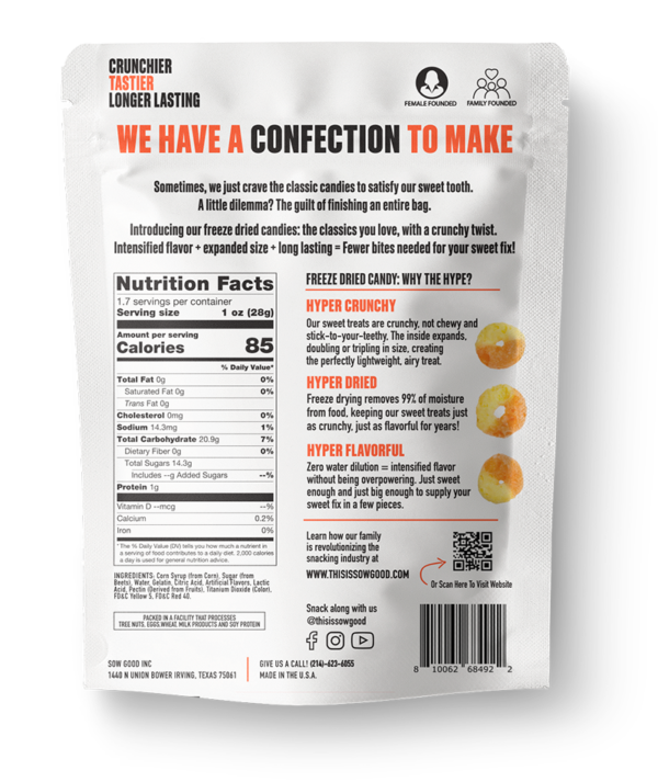 Freeze Dried Peach Rings - Sow Good Candy - Image 2